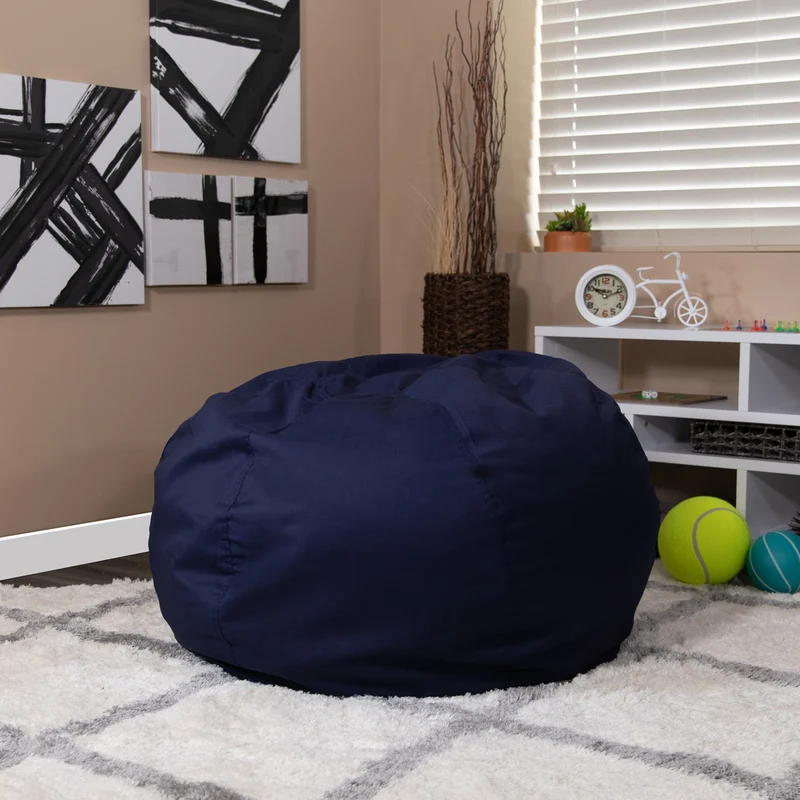 Flash Furniture – Fauteuil poire solide surdimensionné en coton brossé, bleu marine
