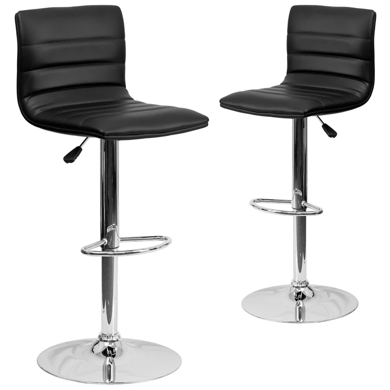 Flash Furniture – Tabouret de bar ajustable en vinyle avec base chromée, 16 x 19 po, noir