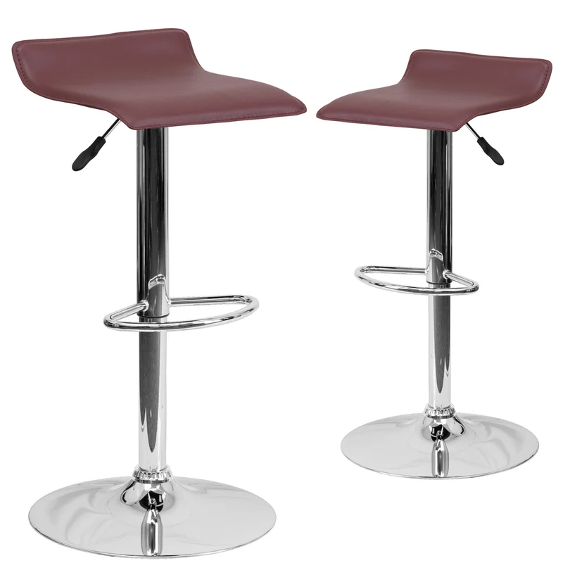 Flash Furniture – Tabouret de bar de 15 x 15 po en vinyle avec base chromée, hauteur réglable, bourgogne