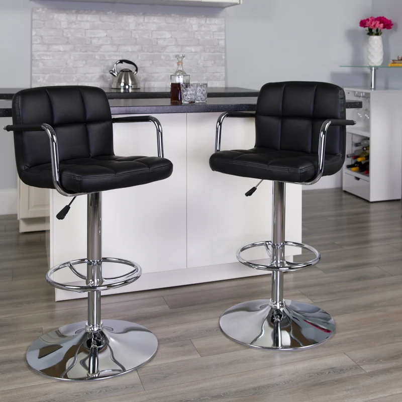 Flash Furniture – Tabouret de bar à hauteur réglable en vinyle, 20 x 18 po, noir