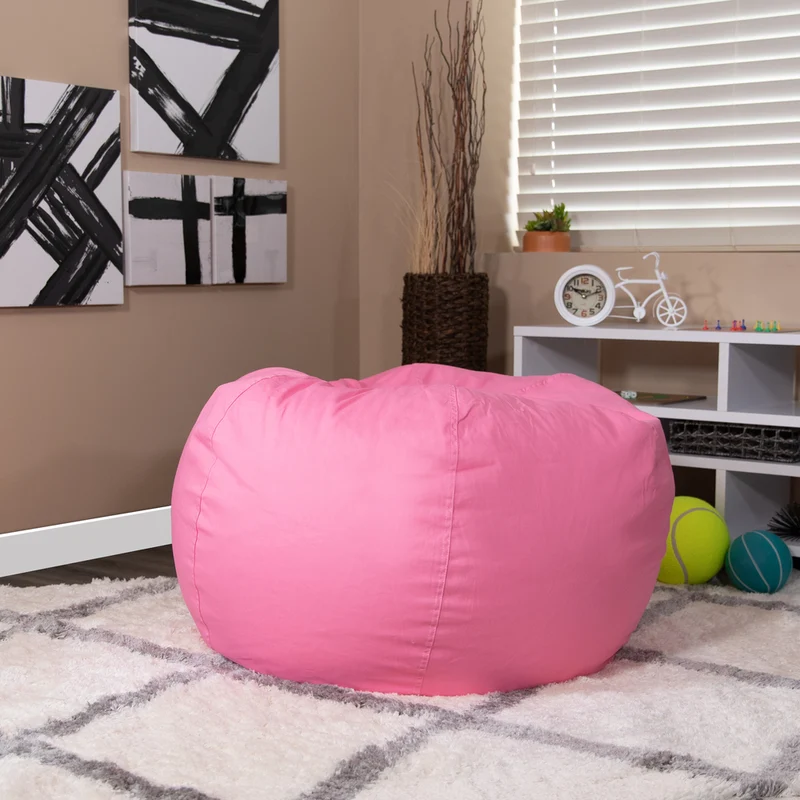 Flash Furniture – Fauteuil poire solide surdimensionné en coton brossé, rose pâle