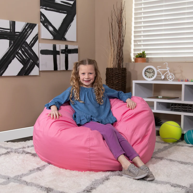 Flash Furniture – Fauteuil poire solide surdimensionné en coton brossé, rose pâle