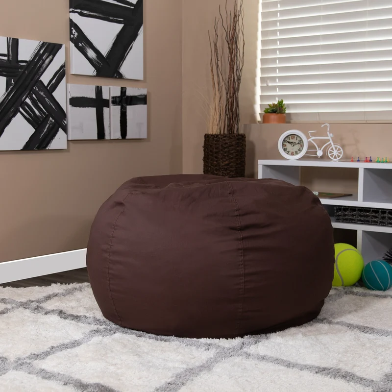 Flash Furniture – Fauteuil poire solide surdimensionné en coton brossé, brun