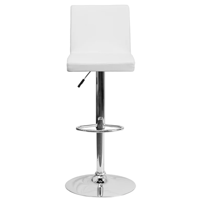 Flash Furniture – Tabouret de bar de 15 1/2 x 18 1/2 po en vinyle avec base chromée, hauteur réglable, blanc