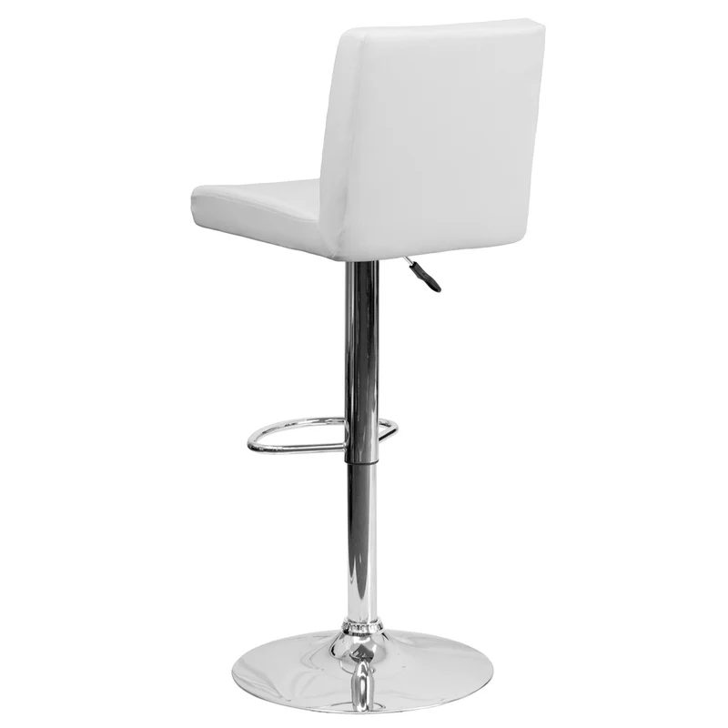 Flash Furniture – Tabouret de bar de 15 1/2 x 18 1/2 po en vinyle avec base chromée, hauteur réglable, blanc