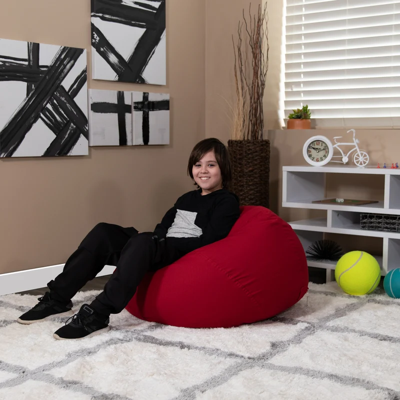 Flash Furniture – Fauteuil poire en croisé de coton solide, petit, pour enfants, rouge