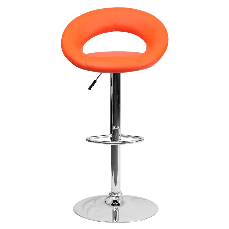 Flash Furniture – Tabouret de bar ajustable en vinyle avec dossier arrondi et base chromée, 21 1/2 x 21 1/2 po, orange