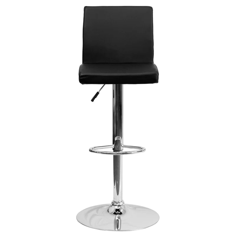 Flash Furniture – Tabouret de bar de 15 1/2 x 18 1/2 po en vinyle avec base chromée, hauteur réglable, noir