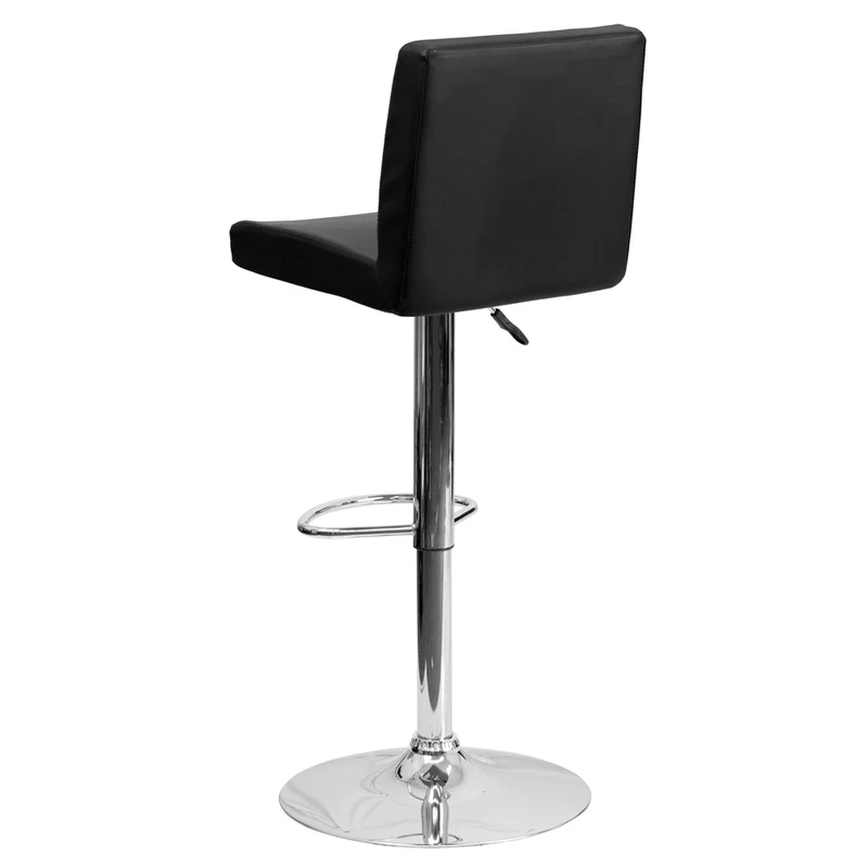 Flash Furniture – Tabouret de bar de 15 1/2 x 18 1/2 po en vinyle avec base chromée, hauteur réglable, noir