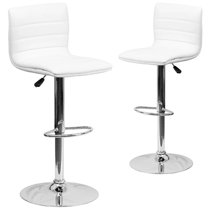 Flash Furniture – Tabouret de bar de 16 long. x 19 larg. po en vinyle avec base chromée, hauteur réglable, blanc