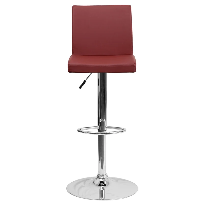Flash Furniture 15 1/2" x 18 1/2" Vinyl Adjustable Height Bar Stool W/Chrome Base, Burgundy, 2 Pack