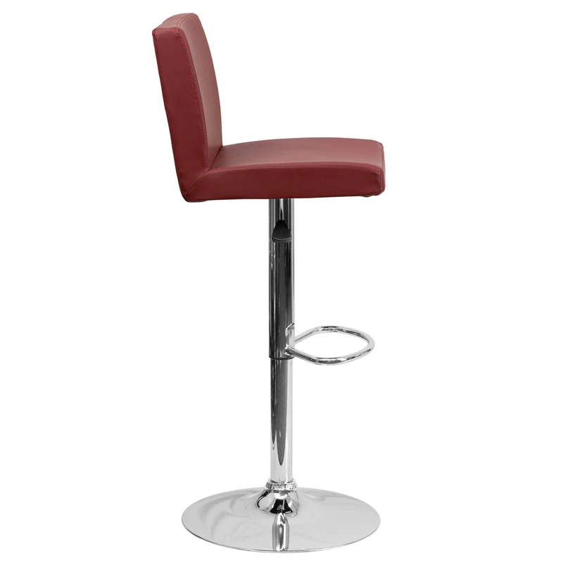 Flash Furniture 15 1/2" x 18 1/2" Vinyl Adjustable Height Bar Stool W/Chrome Base, Burgundy, 2 Pack
