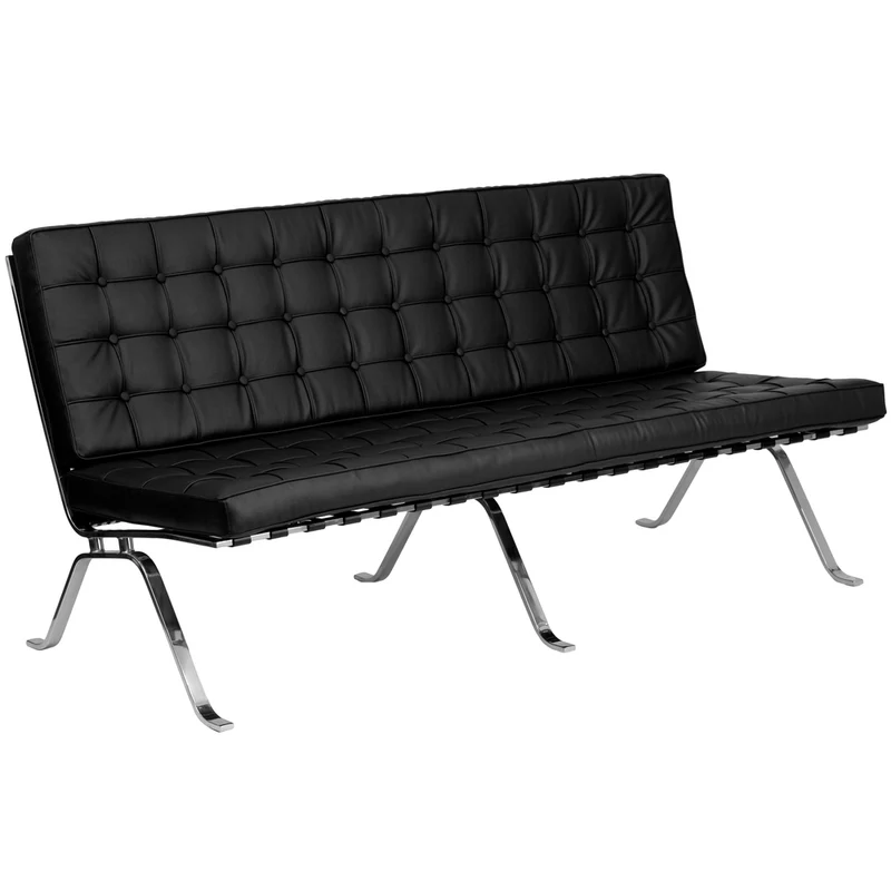 Flash Furniture HERCULES Flash Series Black LeatherSoft Sofa with Curved Legs