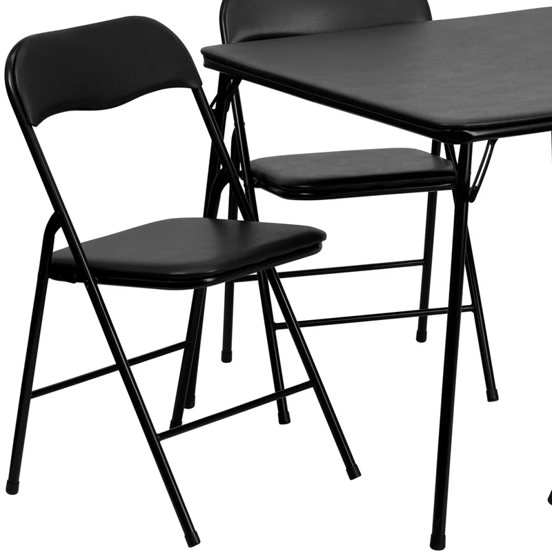 Flash Furniture - Ensemble de table à carte et de chaises pliantes noires de 5 pièces