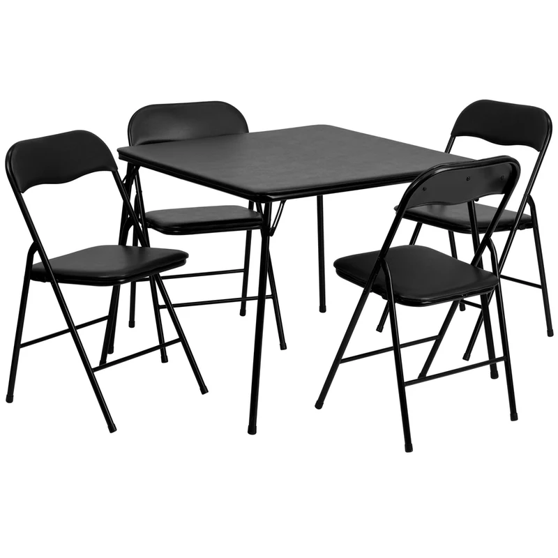 Flash Furniture 5 Piece Black Folding Card Table & Chair Set