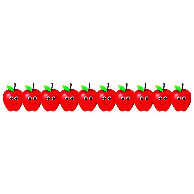 Bordure de salle de classe découpée à l'emporte-pièce Hygloss de 36 pi, pommes heureuses, paquet de 72