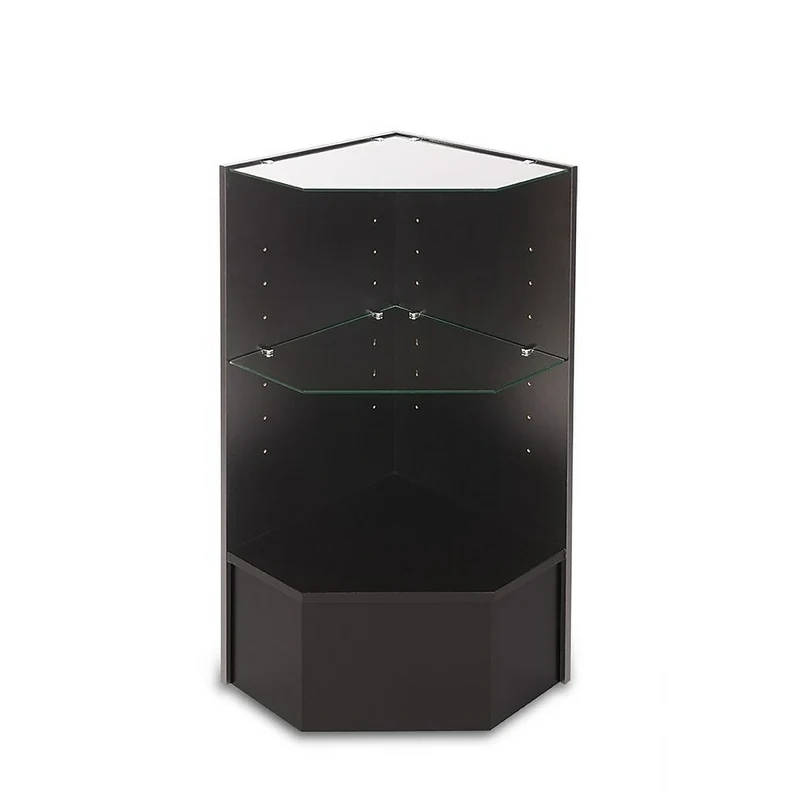 Can-Bramar Econoline Pentagon Corner Case with Two Glass Shelves, Black