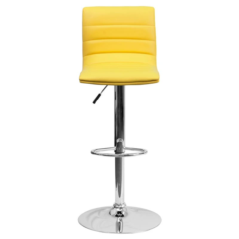 Flash Furniture – Tabouret de bar de 16 x 19 po en vinyle avec base chromée, hauteur réglable, jaune