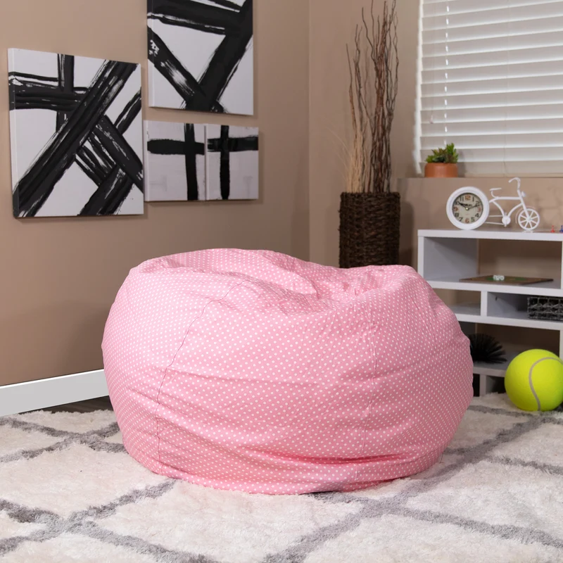 Flash Furniture Oversized Light Pink Dot Bean Bag Chair