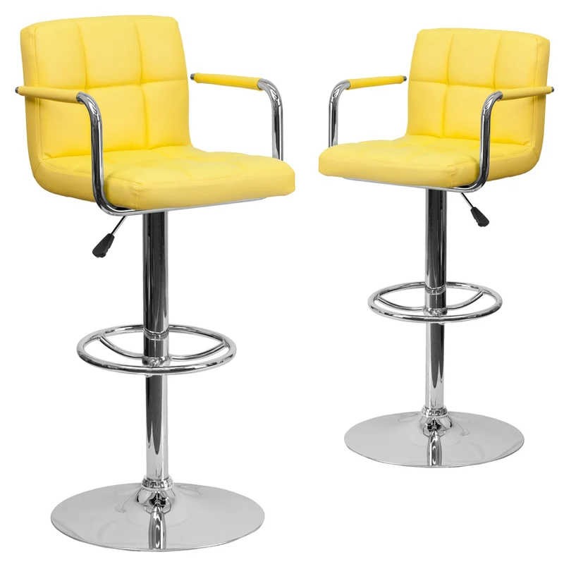 Flash Furniture – Tabouret de bar de 20 x 18 po à hauteur ajustable en vinyle, jaune