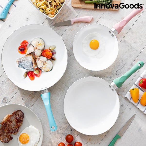Set of Non-stick Frying Pans with Ceramic Coating Pantasy InnovaGoods 3 Pieces (ø 20-24-28 cm)