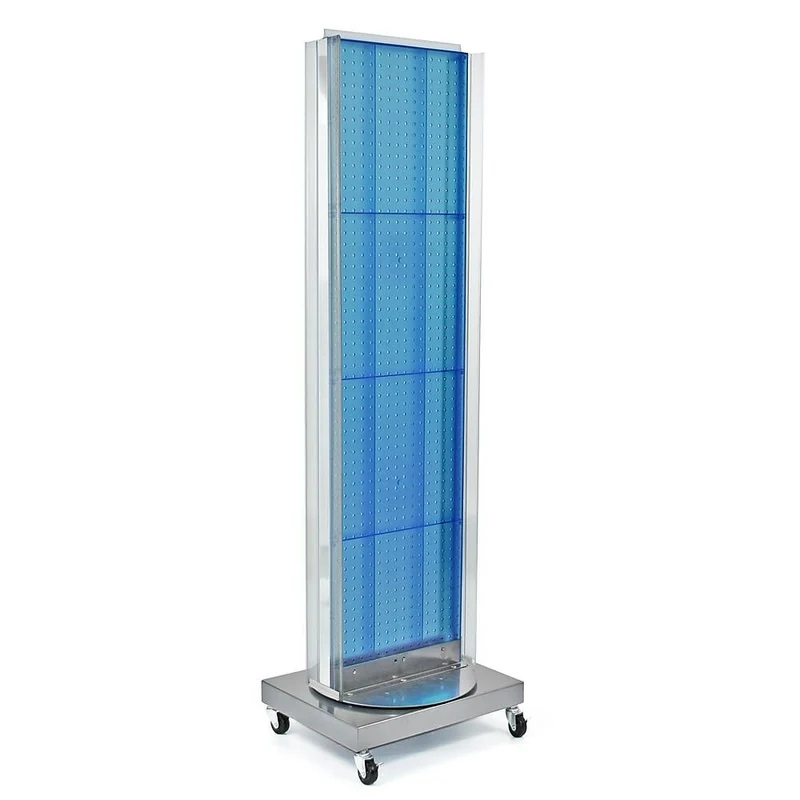 Azar Displays Pegboard Floor Stand, Revolving Base, 60" x 16", Blue (700258-BLU)