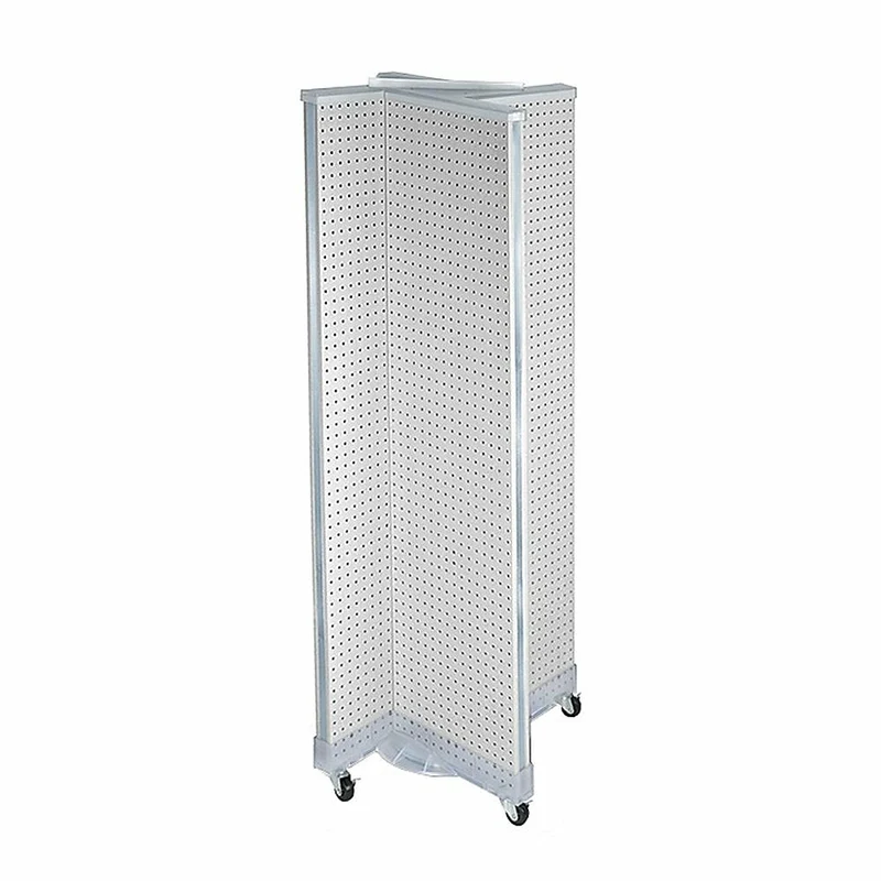 Azar Displays – Présentoir de plancher rotatif à panneaux perforés, 60 x 16 po, blanc (700421-WHT)