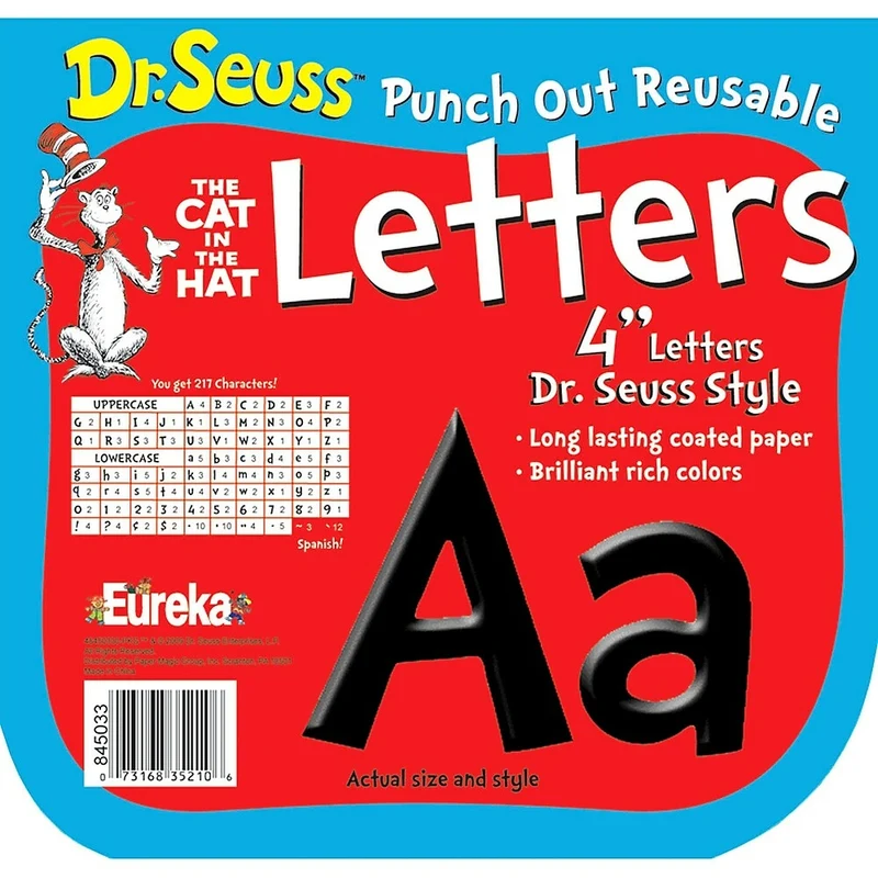 Eureka Dr. Seuss 4" Punch Out Deco Letter, Noir, 651 Pack
