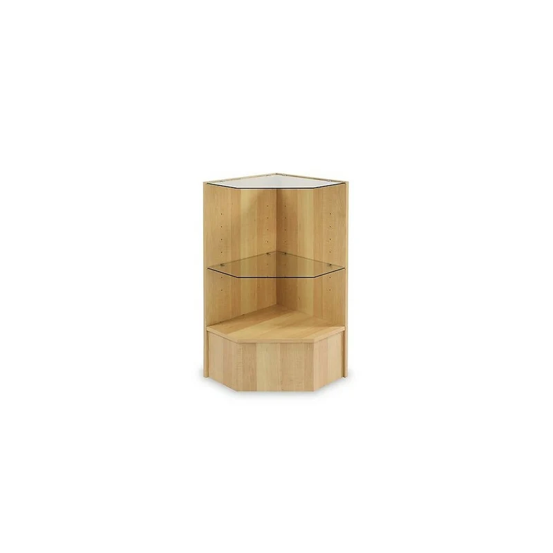 Can-Bramar Econoline Pentagon Corner Case with Two Glass Shelves, Maple