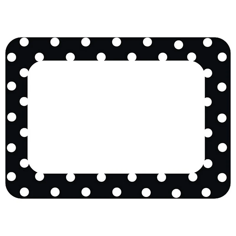 Teacher Created Resources Name Plates/Label 3 1/2" x 2 1/2" Black Polka Dots 2, 216 Pack (TCR5538)