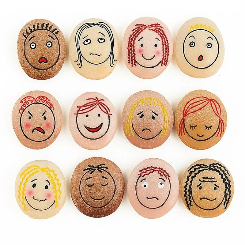 Yellow Door - Pierres-visages d’émotions, niveau prématernelle à la 3e année primaire, 12/paquet (YUS1021)