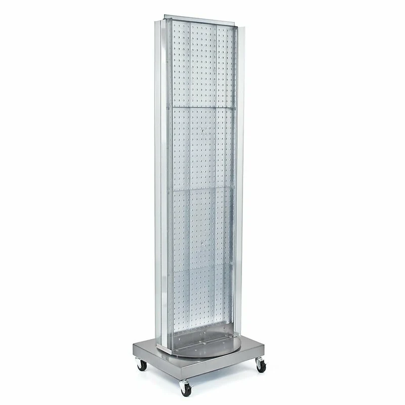 Azar Displays Pegboard Floor Stand, Revolving Base, 60" x 16", Clear (700258-CLR)