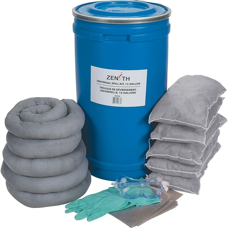 Zenith Safety 16-Gallon Spill Kits, Universal, With Polyethylene Pail