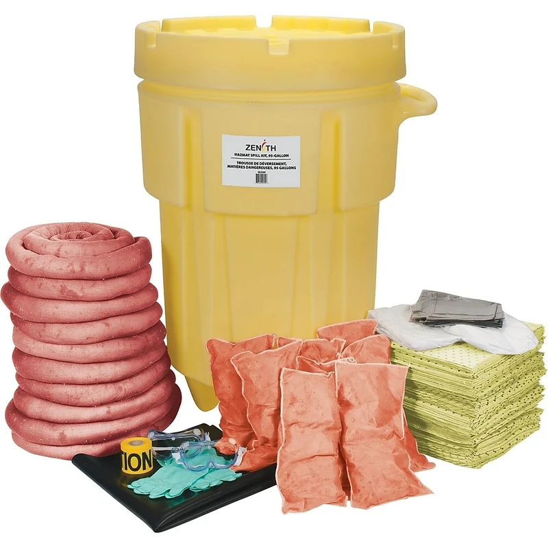 Zenith Safety - Trousses antidéversements 95 gallons, matières dangereuses, avec baril de récupération mobile