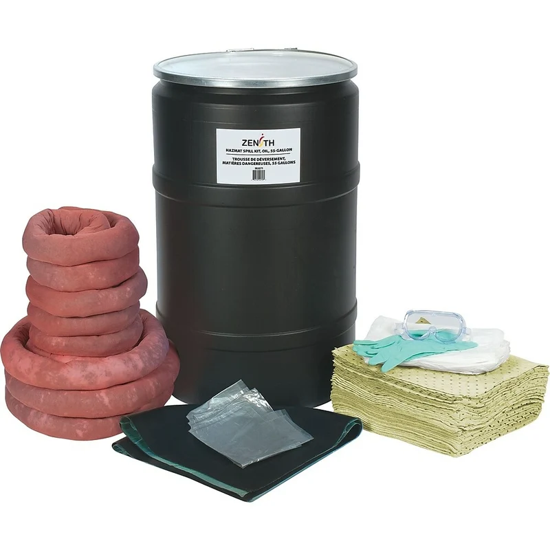 Zenith Safety 55-Gallon Spill Kits, Hazmat, With Polyethylene Drum