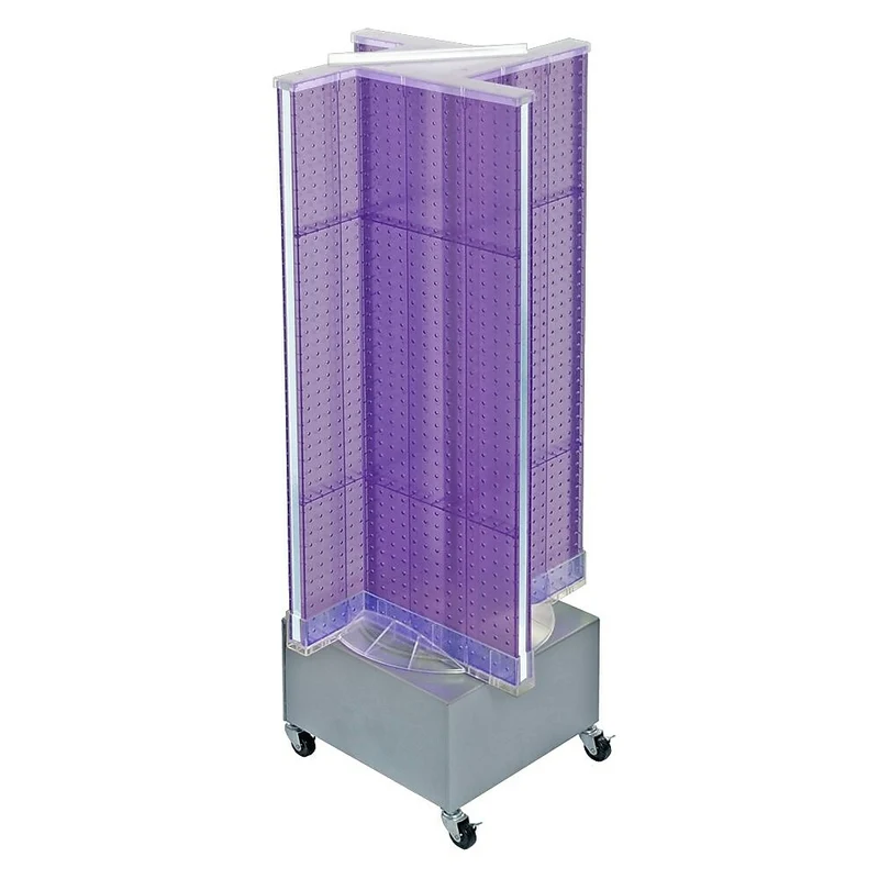 Azar Displays – Présentoir de plancher rotatif à panneaux perforés, 54 x 13,5 po, violet (700445-PUR)