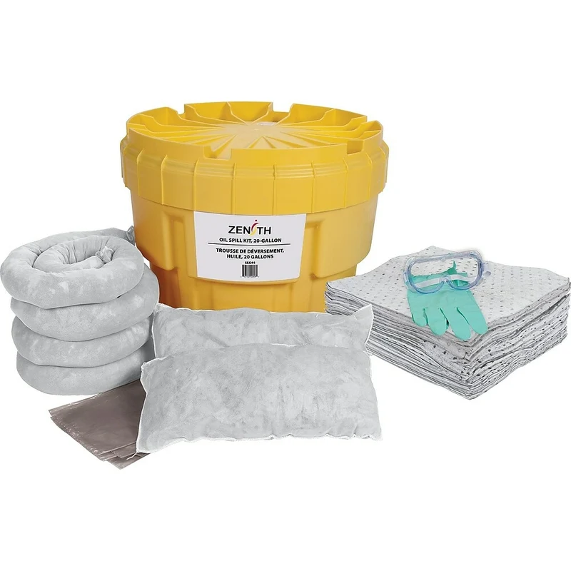 Zenith Safety 20-Gallon Spill Kits, Oil Only, With Polyethylene Drum
