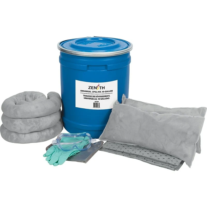 Zenith Safety - Trousses antidéversements 10 gallons, tout-usage, avec baril bleu