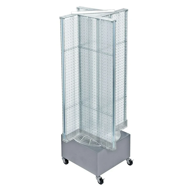 Azar Displays – Présentoir de plancher rotatif en panneau perforé, 54 x 13,5 po, transparent (700445-CLR)