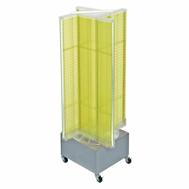 Azar Displays – Présentoir de plancher rotatif à panneaux perforés, 54 x 13,5 po, jaune (700445-YEL)