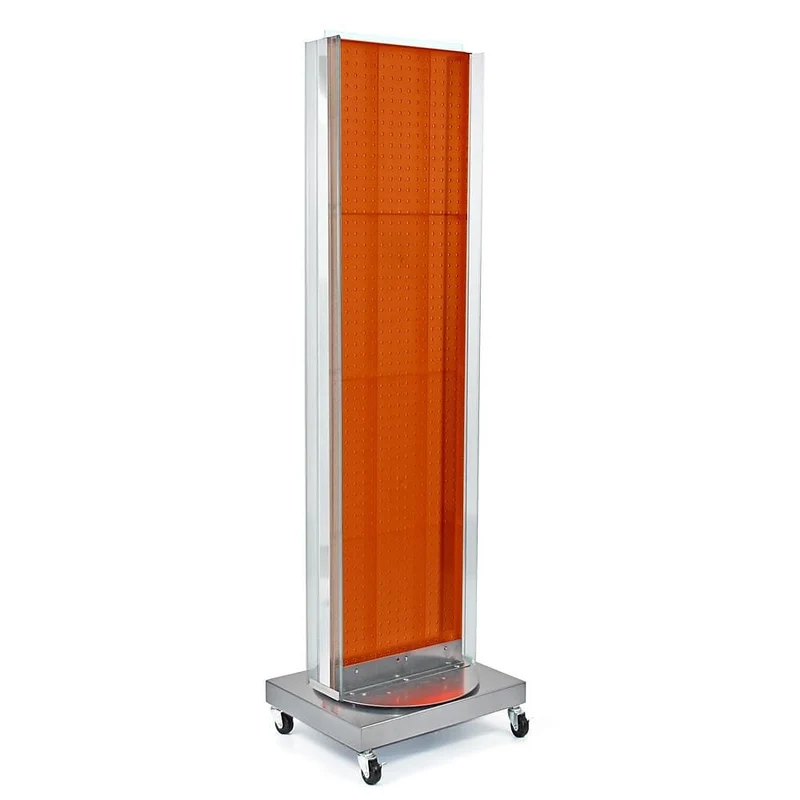 Azar Displays Pegboard Floor Stand, Revolving Base, 60" x 16", Orange (700258-ORG)