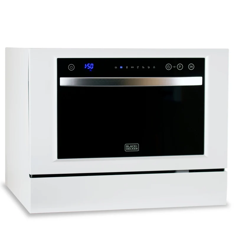 BLACK+DECKER Countertop Dishwasher - 7 Wash Programs - 6-Place Setting Capacity - White