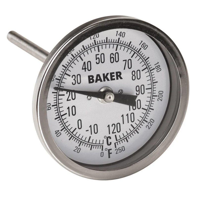 Baker - T3004-250 Thermomètre bilame, 0 à 250°F (-20 à 120°C)