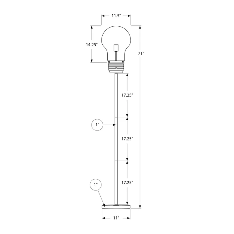 Monarch Specialties - 9682 71"H Lampadaire - Métal En Laiton/Contemporain