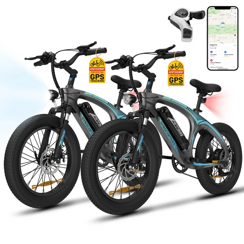Gyrocopters - Vélo électrique Zapphire pour adolescents - Vitesse 32 km/h - Autonomie (assistance) 91 km - Noir - Lot de 2