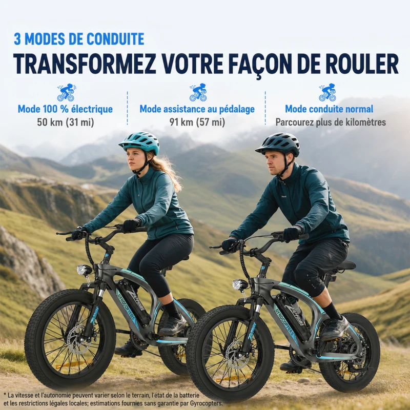 Gyrocopters - Vélo électrique Zapphire pour adolescents - Vitesse 32 km/h - Autonomie (assistance) 91 km - Noir - Lot de 2