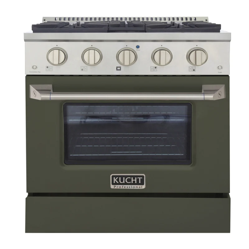 Kucht - 30 po Série KNG Cuisinière Pro Style au gaz naturel - Acier inoxydable/Vert olive