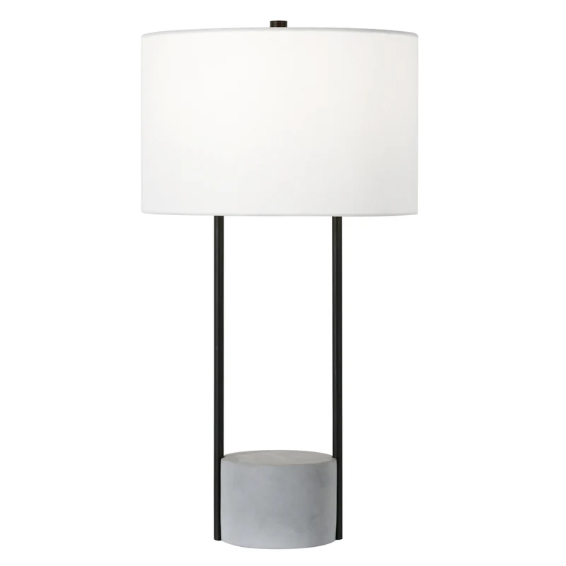 Hudson&Canal - Lampe de table Uma de 70 cm de haut avec abat-jour en tissu - Bronze noirci/béton/blanc