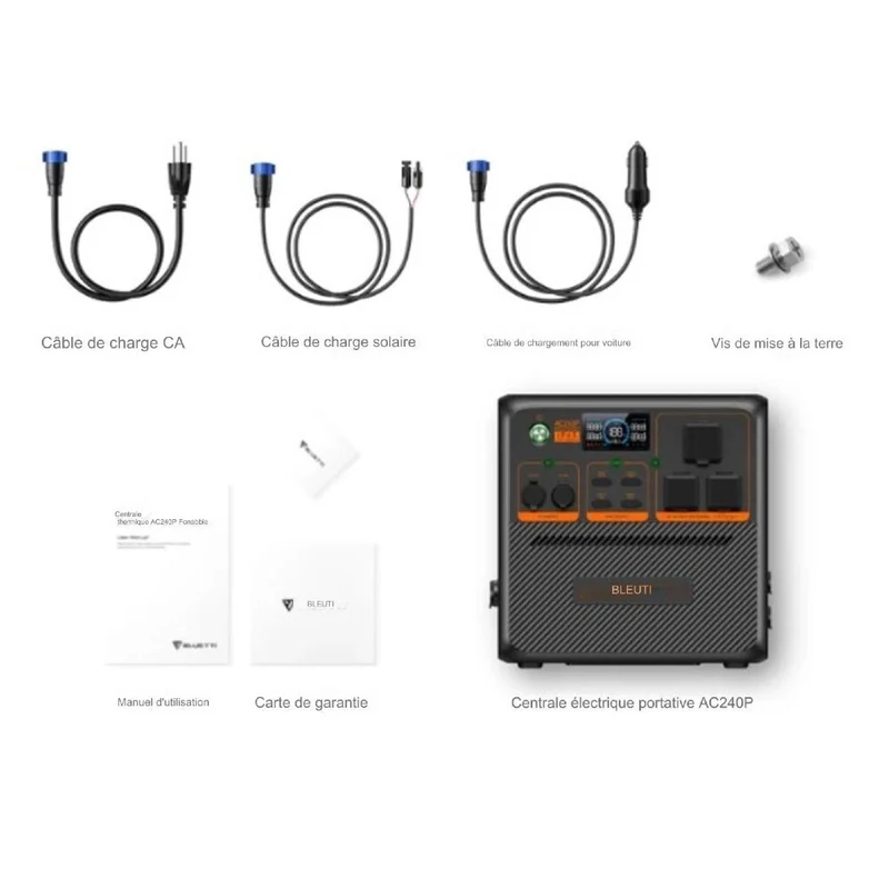 Bluetti - Centrale électrique portable Premium Series AC240P et panneau solaire SP200L