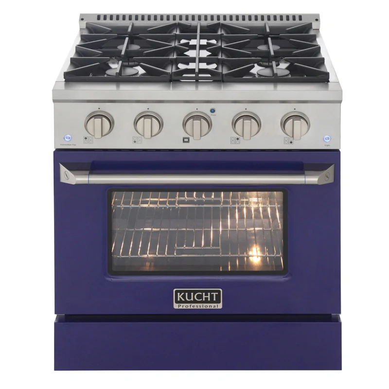 Kucht 30" KNG Series Pro Style Natural Gas Range - Stainless Steel/Blue